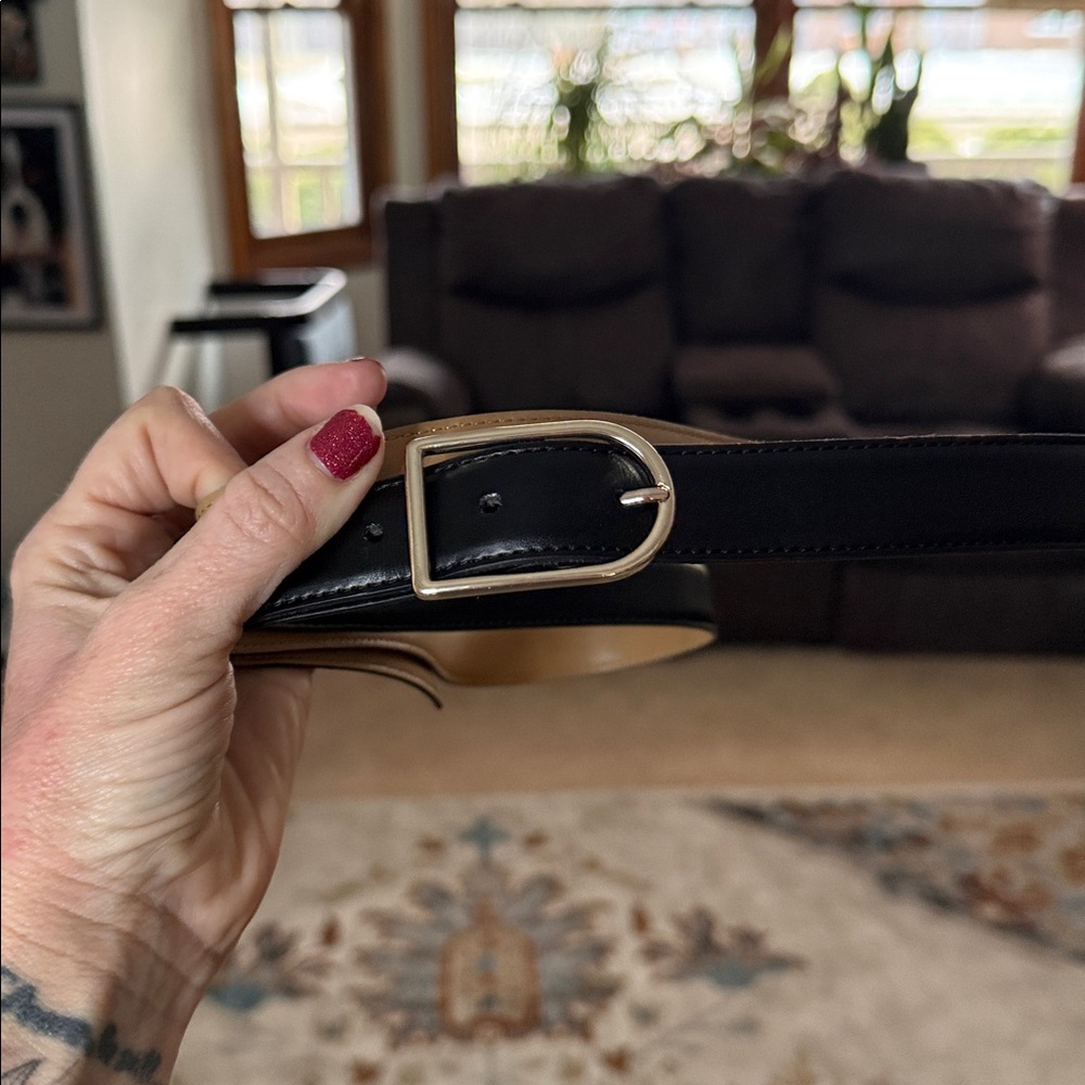 Kate Spade Black Leather Belt 1X/2X Silver Buckle
